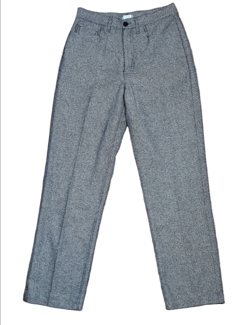 L.L. Bean Wool Silk Blend Black & White Herringbone Tweed Straight Leg Trouser